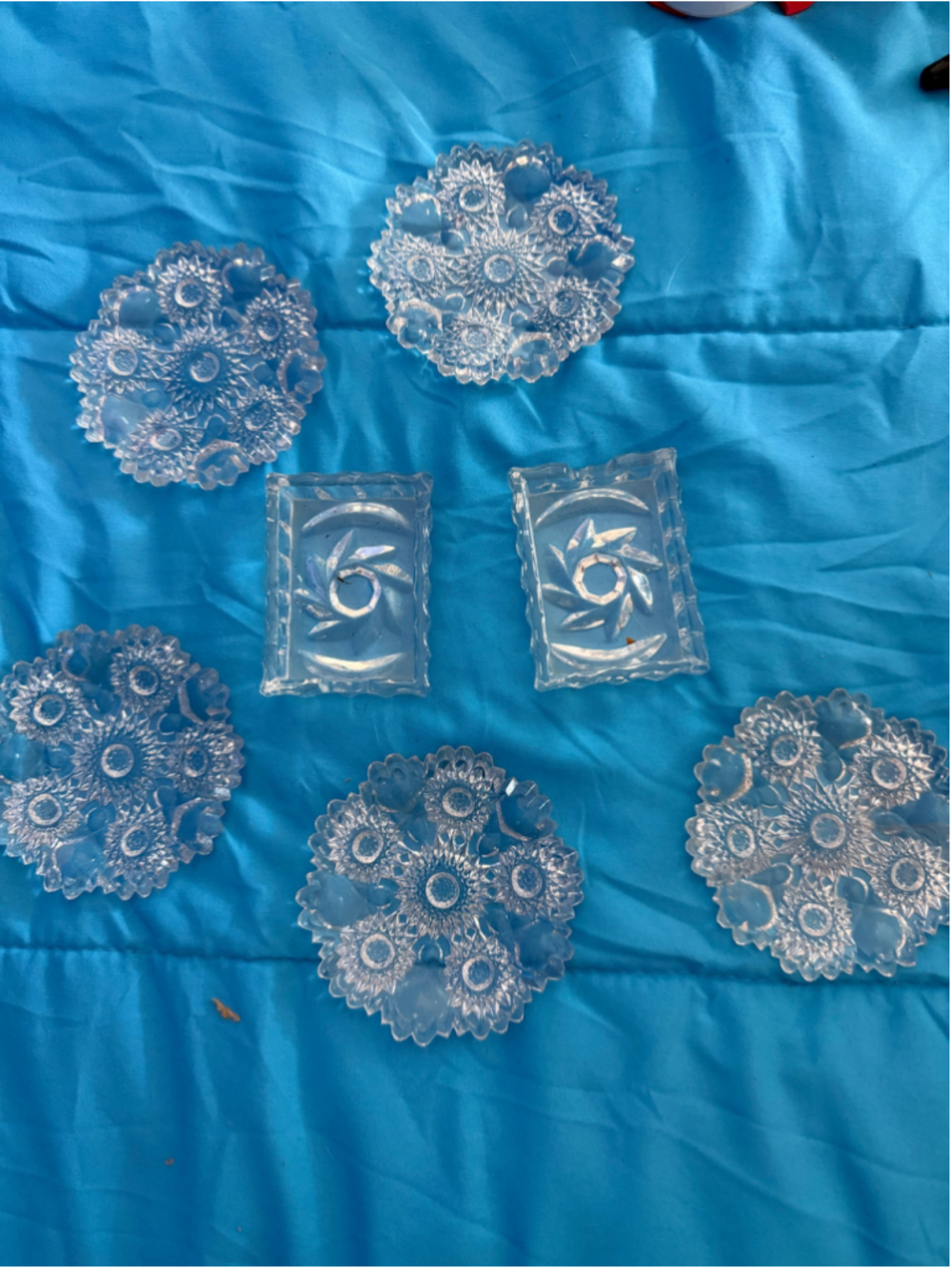 Vintage Pressed Glass Coaster Set - Clear Decorative Home Decor